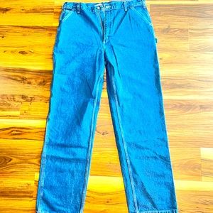 Carhartt Washed Denim Work Dungaree Premium Cotton Jeans Utility Pockets